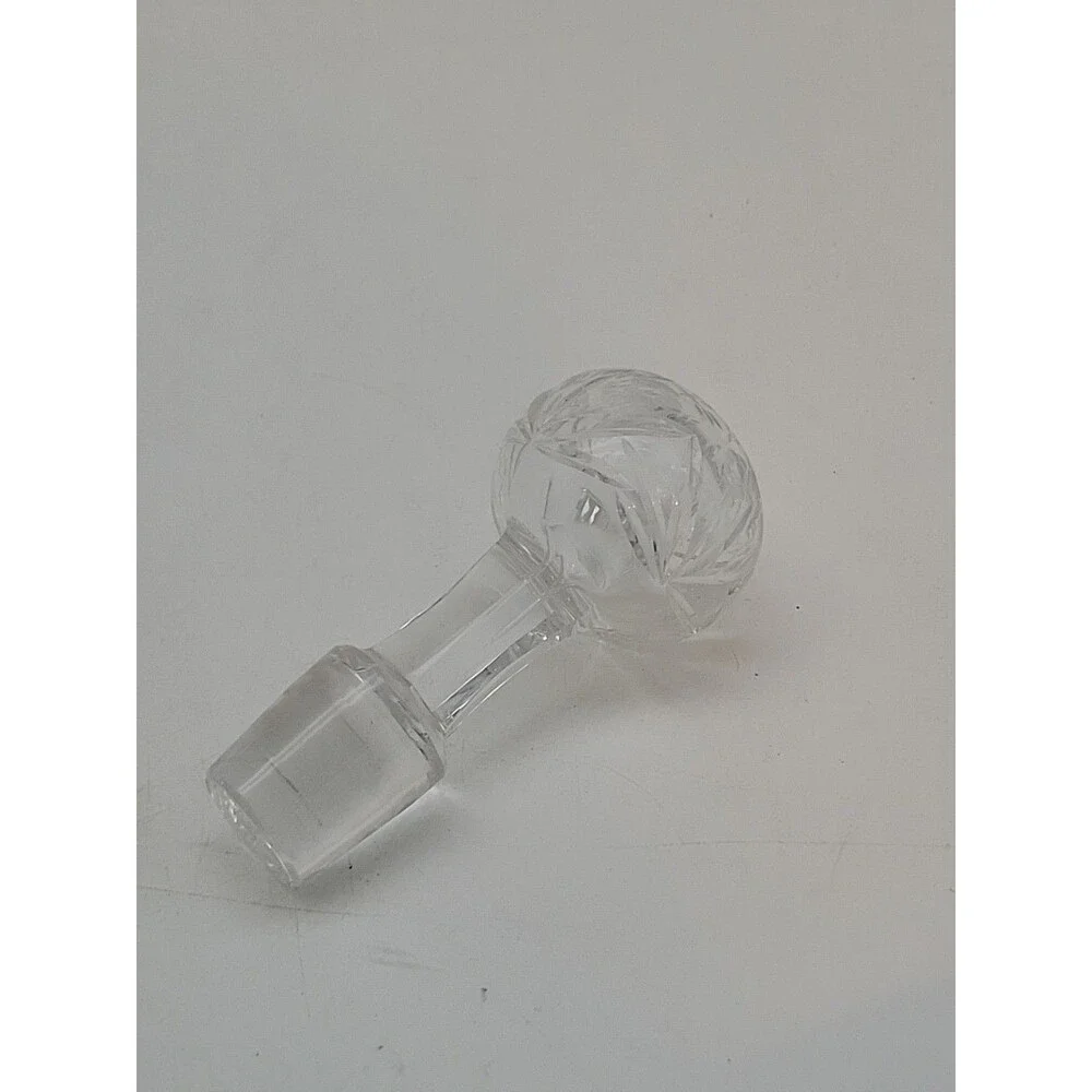 Vintage Replacement Cut Crystal Round Decanter Stopper Only Flowers Etched